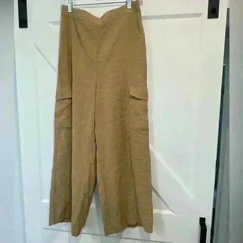 RACHEL By Rachel Roy Pull On Cropped Wide Leg Cargo Pant Size M